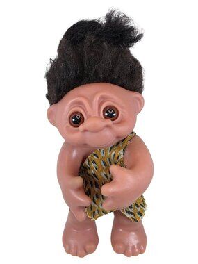 Vintage Thomas Dam Troll Doll 9” Caveman Primitive Outfit 1985 Denmark